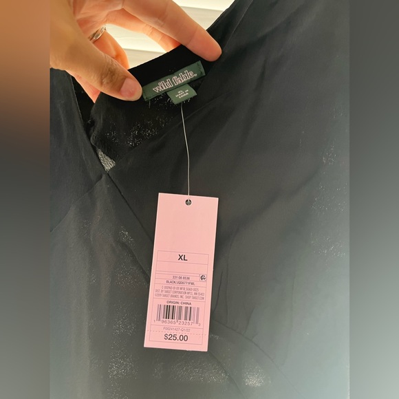 NWT, XL, Wild Fable, black V neck, ties back dress. - Picture 6 of 10